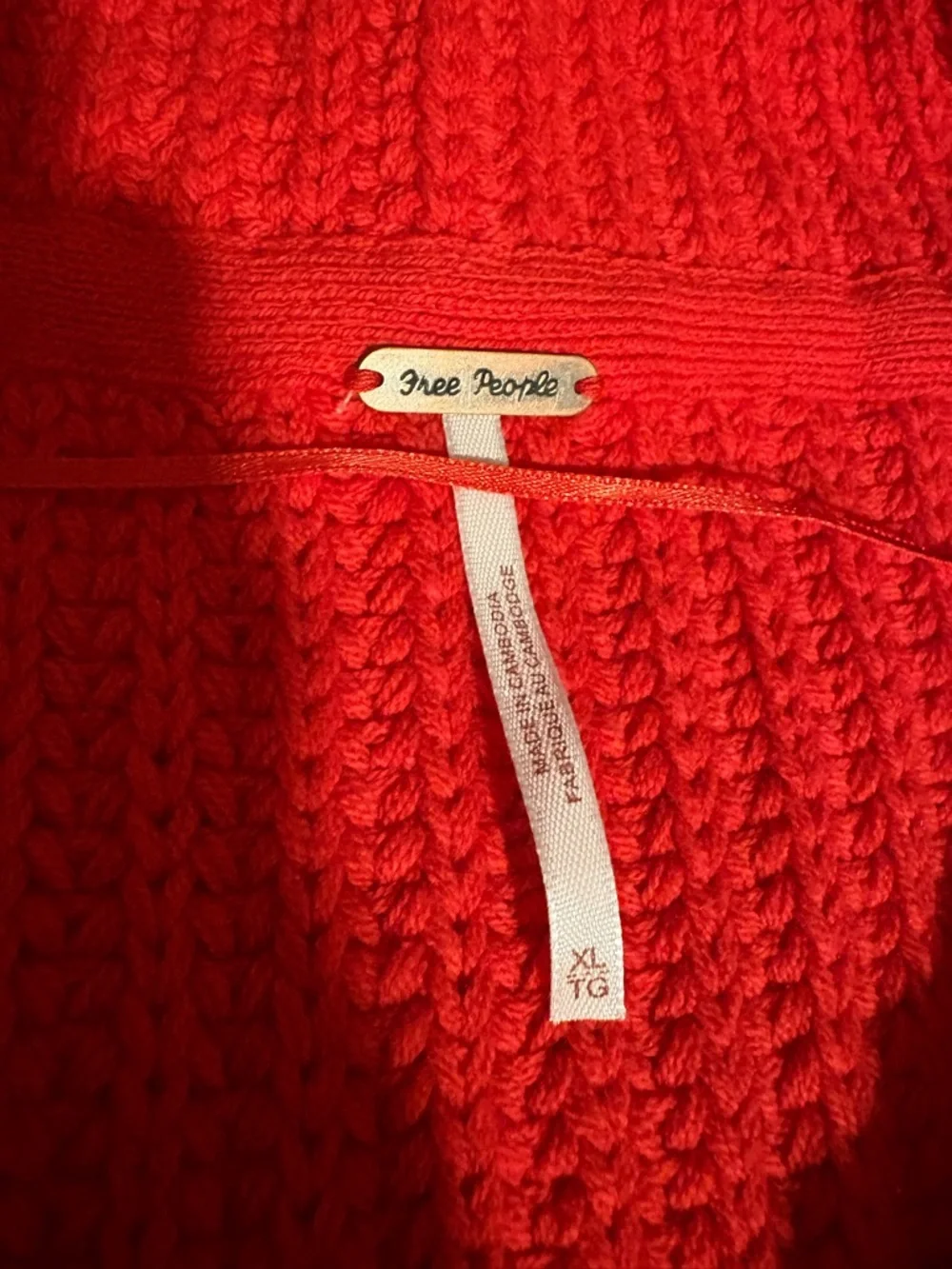 Free people, oversized, red cardigan, chunky knit XL - Picture 2 of 11